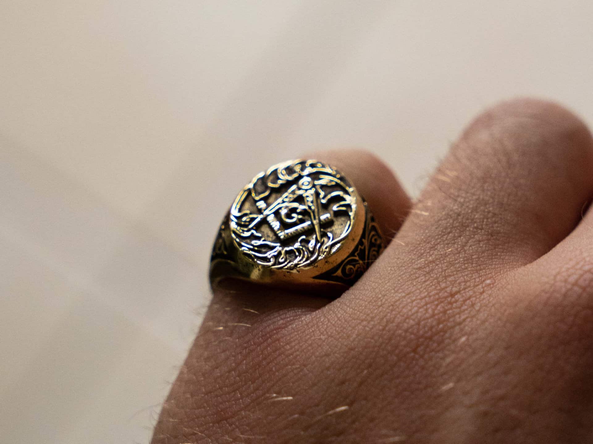 urban sterling gold freemason signet ring