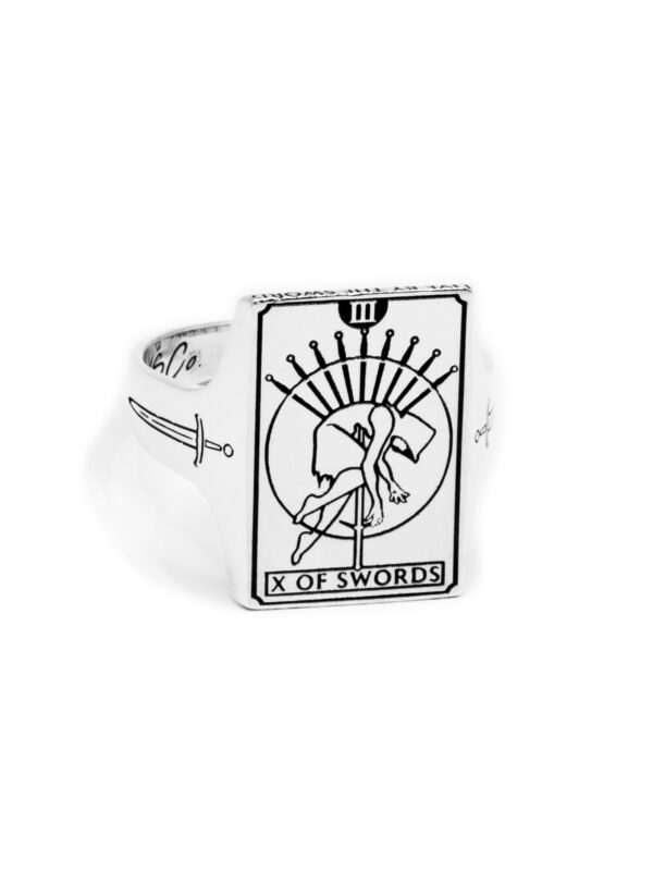 urban sterling arcana chapter x of swords 940 argentium signet ring