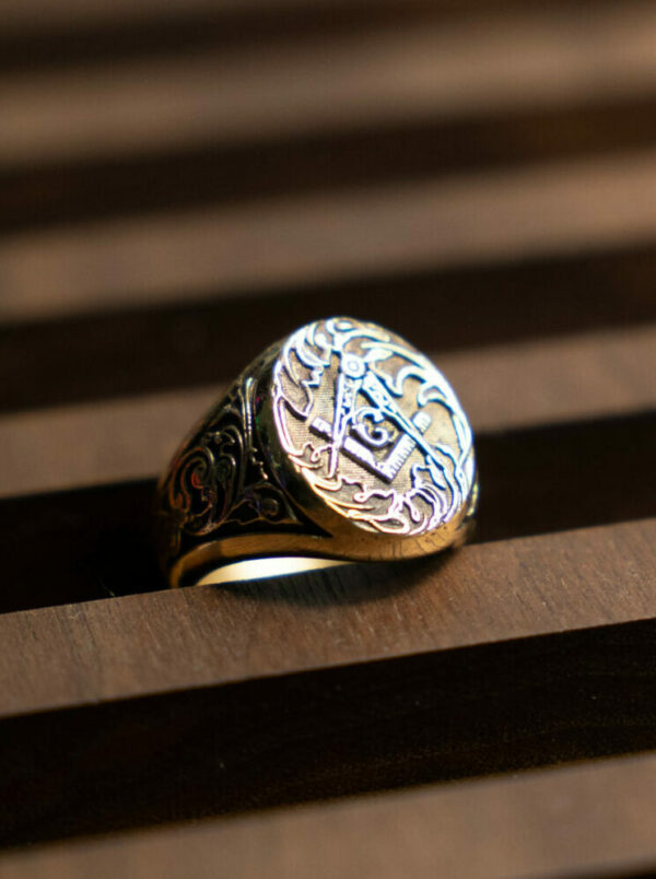 urban sterling custom freemason 14k gold signet ring